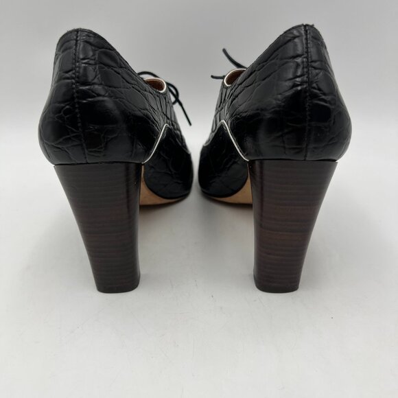 Corso Como Black Alligator Print Lace-up Oxford Heels Size 8.5 - Picture 4 of 10
